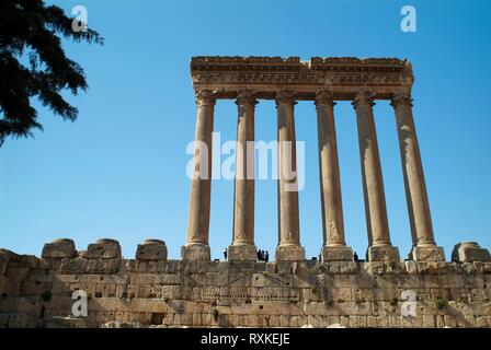 The ruins of Baalbek in the Bekaa Valley in Lebanon. Known as Heliopolis - or Sun City - this was the biggest temple complex in the whole of the Roman Stock Photo