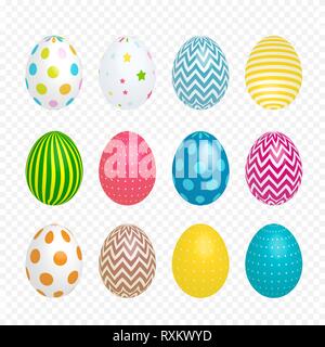 Beautiful painted eggs for Easter on transparent background. Vector Illustration EPS10 Stock Vector