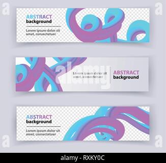 Blue violet gradient banner. Abstract Wave design element with Colorful Liquid. on transparent background, Vector Illustration. Trendy 3d Fluid Design Stock Vector