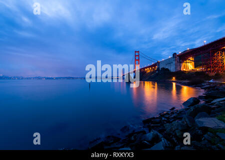Blue hour from Fort Baker Stock Photo