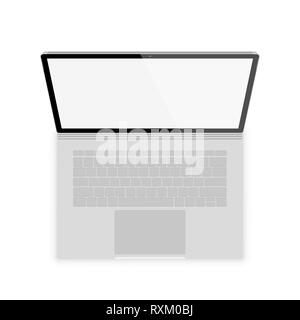 realistic gray laptop front view. vector illustrations isolated on white background. laptop with empty scrin Stock Vector