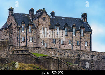 View of the building of the Edinburgh Castle - Hospital on the Royal Mile from Princes street. Stock Photo