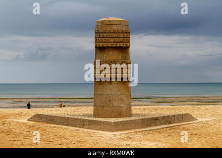 The Liberation Memorial marker on Juno Beach near Courseulles-sur-Mer, Normandy, France. Stock Photo