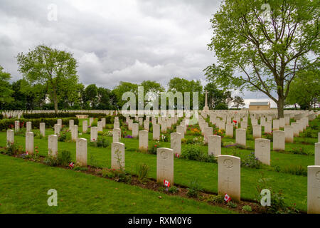 Headstones in the Beny-Sur-Mer Canadian Commonwealth Cemetery, near Courseulles-sur-Mer, Normandy, France. Stock Photo