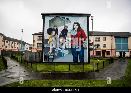 Bernadette Devlin Mural, depicting the battle of the Bogside in August ...