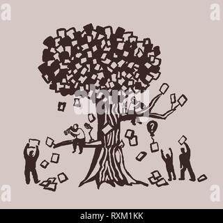 Abstract business three people and documents Stock Vector
