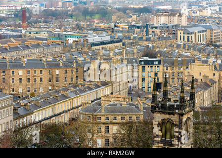 Edinburgh, Scotland - Dec 2018. View of Edinburgh old medieval city centre from Calton Hill. Stock Photo