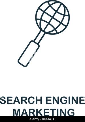 Search Engine Marketing icon thin line style. Symbol from online marketing icons collection. Outline search engine marketing icon for web design, apps Stock Vector
