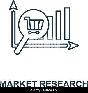 Market Research icon thin line style. Symbol from online marketing icons collection. Outline market research icon for web design, apps, software Stock Vector