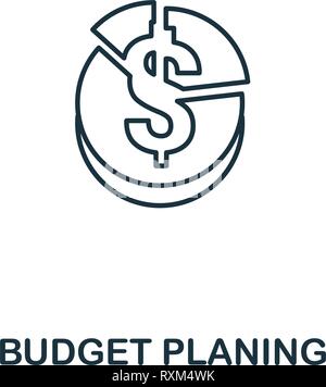 Budget Planing icon thin line style. Symbol from online marketing icons collection. Outline budget planing icon for web design, apps, software Stock Vector