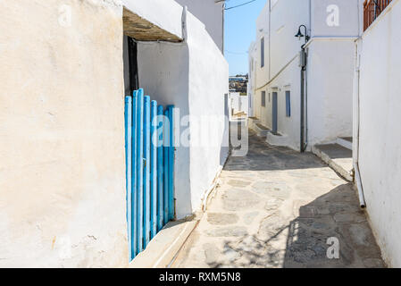 SIFNOS, GREECE - September 11, 2018: Street in Apollonia, the capital of Sifnos. Cyclades, Greece Stock Photo