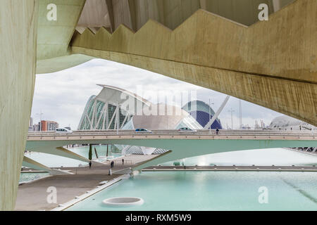 View from the Palau de les Arts Reina Sofia  in the city of arts and science Valencia, Spain Stock Photo