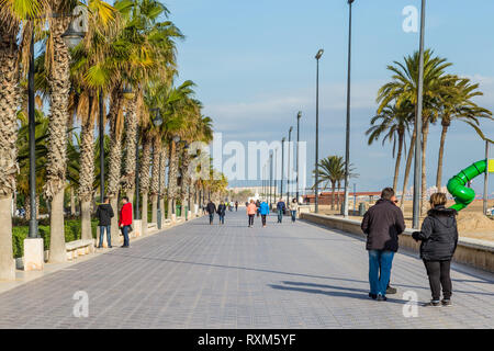 Valencia, Spain - December 03, 2016: The boulevard and seafront of Valencia, Spain Stock Photo