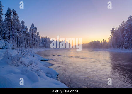 Winter sunset with Steam rising from bore holes at Nesjavellir ...