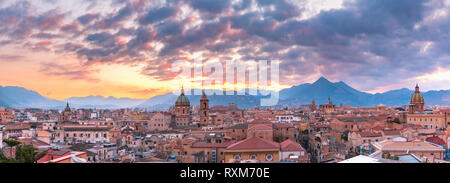 Palermo at sunset, Sicily, Italy Stock Photo