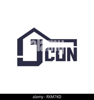illustration of letter j with house for company logo Stock Photo
