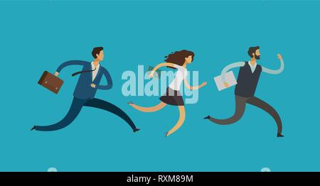 Business people run. Deadline, competition concept. Vector illustration Stock Vector