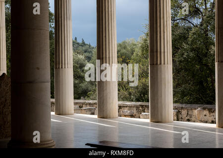 Athens, Greece – February 7, 2019: ancient site of Stoa Attalosa in Athens Agora. Stock Photo