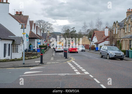 Alloway, Scotland, UK - March 07, 2019: Alloway in Ayr Scotland Busy with Traffic and the side of Burns Cottage which at present needs money for resto Stock Photo
