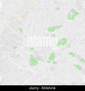 Downtown vector map of Athens, Greece. This printable map of Athens contains lines and classic colored shapes for land mass, parks, water, major and m Stock Vector