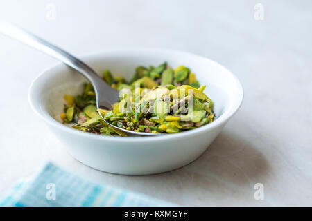 Ground, Milled, Crushed or Granulated Pistachio Powder / Powdered  Pistachio. Organic Food. Stock Photo