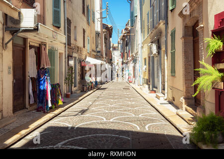 Antibes, France, September 11, 2018: Impression of the narrow streets in the old center of Antibes Stock Photo