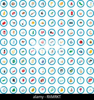 100 europe icons set, isometric 3d style Stock Vector