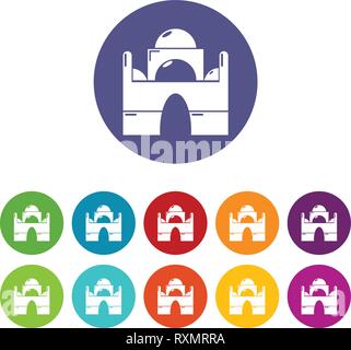 Mosque icons set vector color Stock Vector