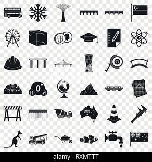 Big bridge icons set, simple style Stock Vector