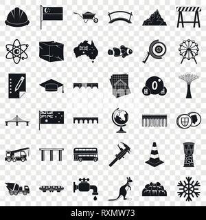 Town bridge icons set, simple style Stock Vector