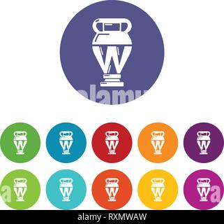 Egyptian vase icons set vector color Stock Vector