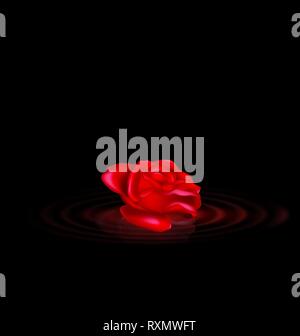 darkness and the abstract red rose with black waves Stock Vector