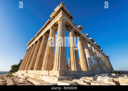 The Parthenon on the Athenian Acropolis, Athens, Greece Stock Photo