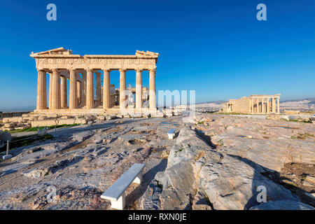 Acropolis hill with Parthenon temple in Athens, Greece Stock Photo