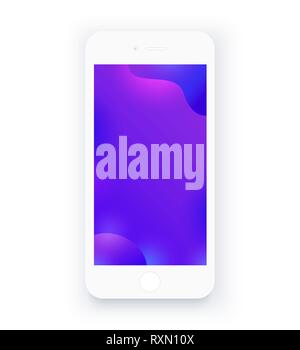 White smartphone. Abstract purple background. Stock Vector