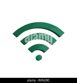 Wi fi technology. Wireless Internet. Green icon. Vector illustration. Stock Vector