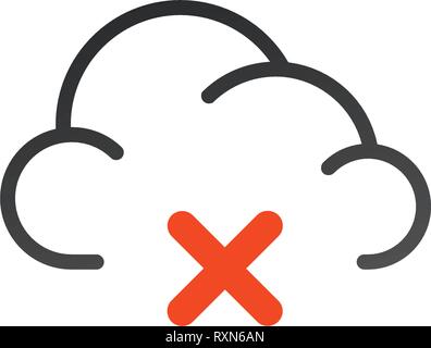 icon cloud icon with cross or delete sign. Vector illustration isolated on white Stock Vector