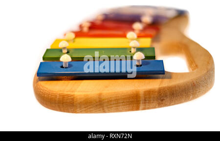 colorful xylophone for children closeup isolatedon white Stock Photo