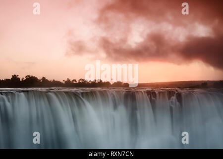 Beautiful sunrise over Victoria Falls, Zimbabwe Stock Photo