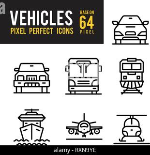 Vehicle and Transport Outline Icon. Pixel Perfect Icon Base on 64px Stock Vector