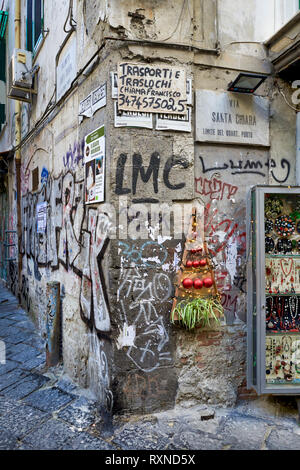 Naples Campania Italy. Graffiti in Via Santa Chiara. Spaccanapoli, Old City Stock Photo