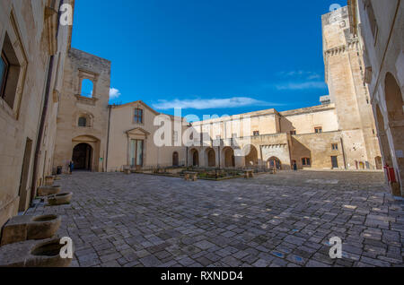 Lecce, Puglia, Italy -  Medieval Lecce Castle (Castello Carlo V) courtyard in the old town. A region of Apulia Stock Photo