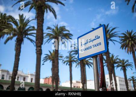 Grand Taxi stop in city of Casablanca, Morocco. Stock Photo