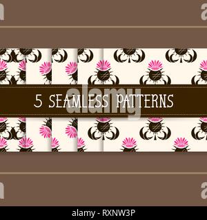 Set Of Five Seamless Patterns For Your Products And Business. Stock Vector