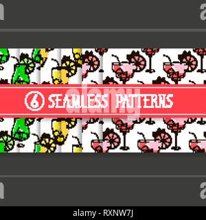 Set Of Six Seamless Patterns For Your Products And Business. Vector Illustration Stock Vector