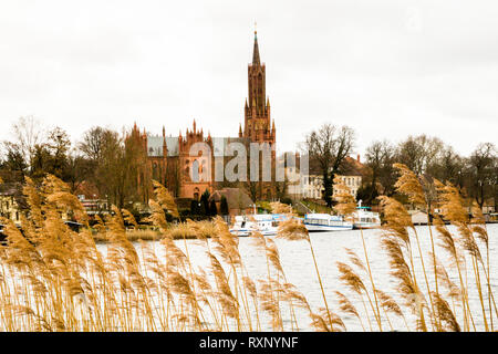Seascape with Malchow Monastery Church (Klosterkirche Malchow) Stock Photo