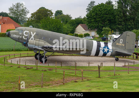 The 'SNAFU Special', a Dakota C47, used in the D-Day landings at the Merville Battery, Normandy. Stock Photo