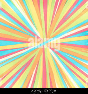 Converging lines - colorful stripes - Bright rainbow spectrum of colors radial converging lines background Stock Photo