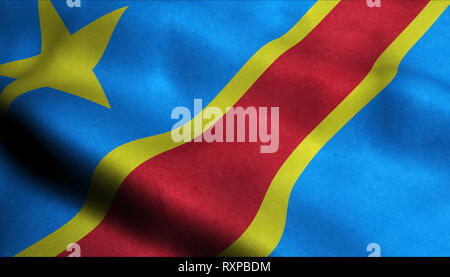 Democratic Republic of the Congo Waving Flag in 3D Stock Photo