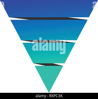 Pyramid chart with four elements, Vector illustration isolated on white background. Stock Vector